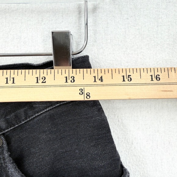 AGOLDE Criss Cross Skirt Women 26 Black Denim Mini Frayed Hem Asymmetric Waist - Picture 12 of 16